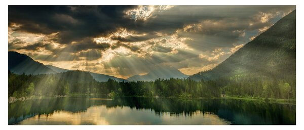 Slika jezera sa sunčevim zracima (120x50 cm)