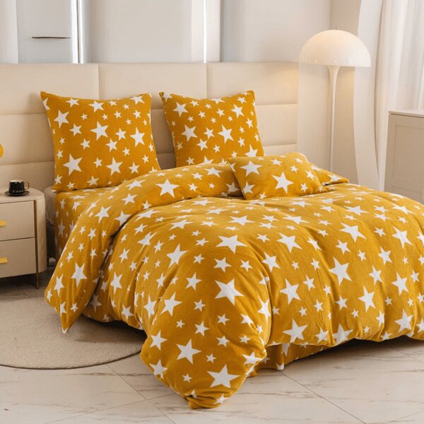 Posteljina mikropliš STARS žuto-narančaste Dimenzije posteljine: 2 kom 70 x 90 cm | 200 x 220 cm