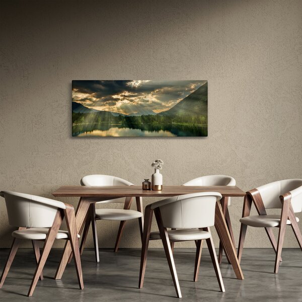 Slika jezera sa sunčevim zracima (120x50 cm)
