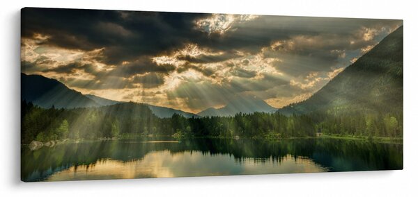 Slika jezera sa sunčevim zracima (120x50 cm)