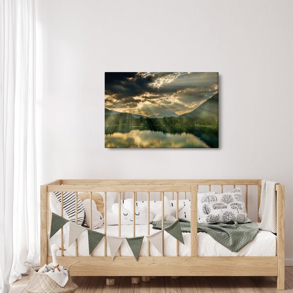 Slika jezera sa sunčevim zracima (90x60 cm)