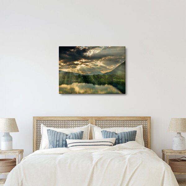 Slika jezera sa sunčevim zracima (70x50 cm)