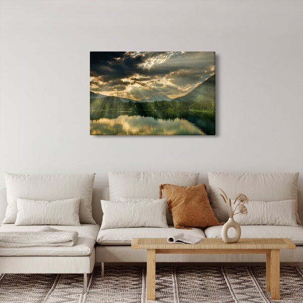 Slika jezera sa sunčevim zracima (90x60 cm)