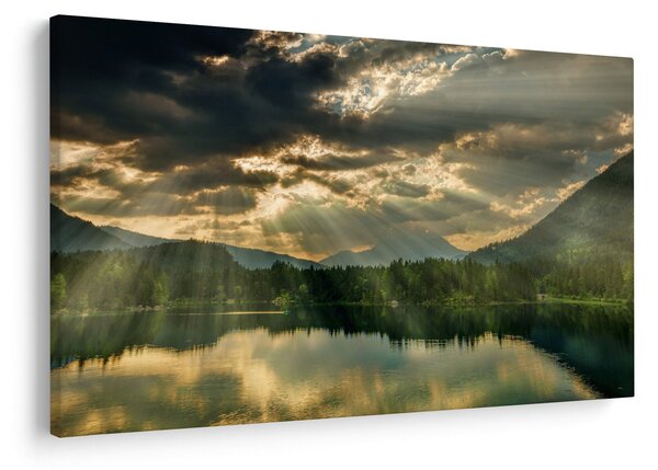 Slika jezera sa sunčevim zracima (90x60 cm)