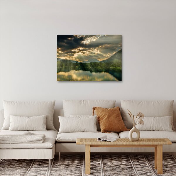 Slika jezera sa sunčevim zracima (70x50 cm)