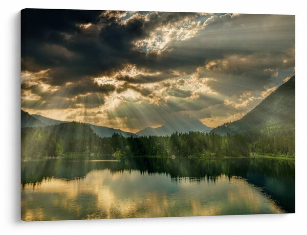 Slika jezera sa sunčevim zracima (70x50 cm)