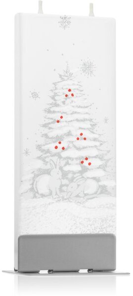 Flatyz Holiday Rabbits by the Christmas Tree ukrasna svijeća 6x15 cm