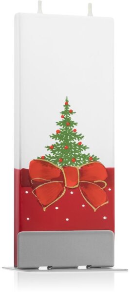 Flatyz Holiday Christmas Tree and Red Ribbon ukrasna svijeća 6x15 cm