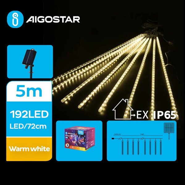 Aigostar - LED Solarne božićne lampice 192xLED/8m IP65 topla bijela