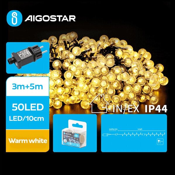 Aigostar - LED Vanjske božićne lampice 50xLED/8 funkcija 8m IP44 topla bijela