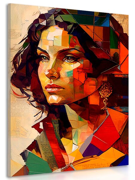 Slika profil žene u patchwork dizajnu