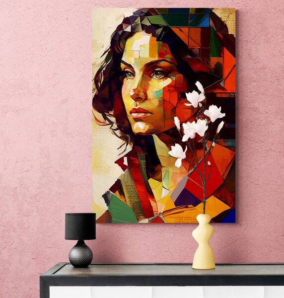 Slika profil žene u patchwork dizajnu