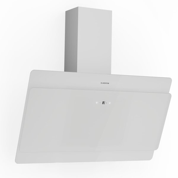 Klarstein Aurica 90, kuhinjska napa, 90 cm, 607 m³/h, LED, touch screen, staklo, bijela boja