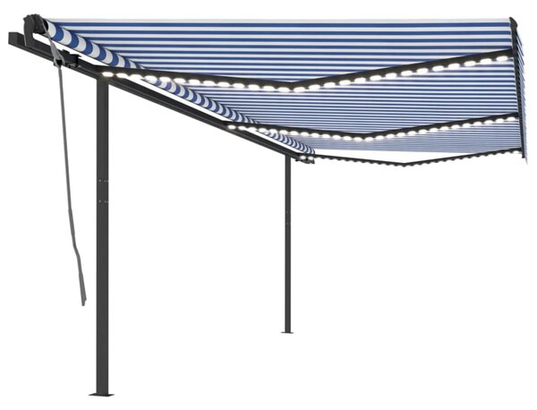 VidaXL Automatska tenda sa senzorom LED 6 x 3,5 m plavo-bijela