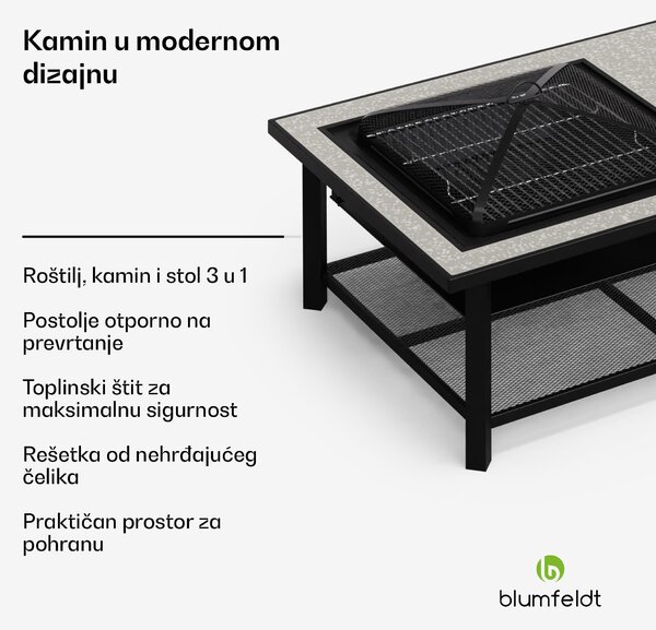 Blumfeldt Merano Avanzato L, 3 u 1 ložište s funkcijom roštilja, može se koristiti kao stol, 122 x 87 cm