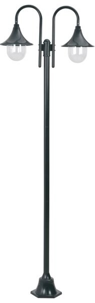 VidaXL Vrtna dvostruka stupna svjetiljka od aluminija E27 220 cm tamno zelena