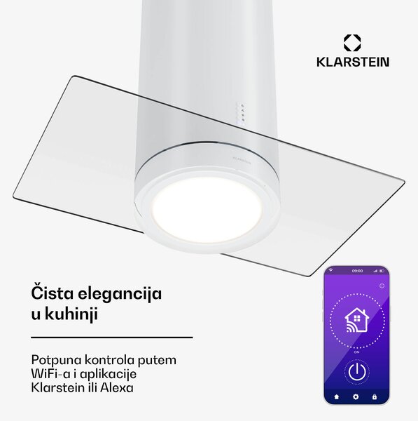 Klarstein Beretta Premium Smart, otočna kuhinjska napa, 544 m³/h, aplikacija, ekstrakcija/recirkulacija zraka, LED, filter s aktivnim ugljenom