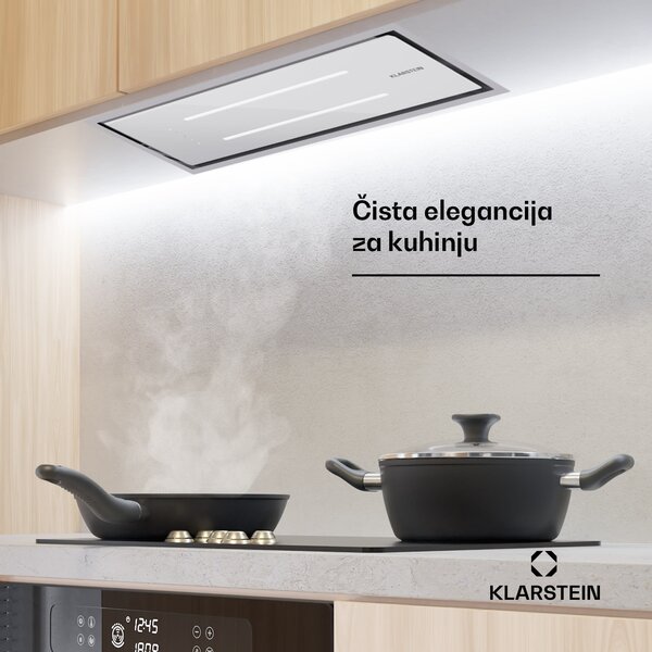 Klarstein High Line Eco 90, Stropna napa, 90 cm, 436 m³/h, stepenice, daljinsko upravljanje, ambijentalno osvjetljenje