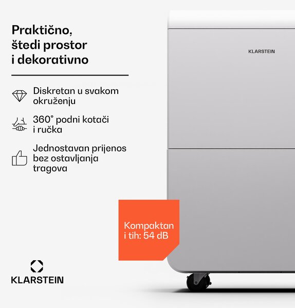Klarstein DryFy Grand Smart 70, odvlaživač, WiFi, kompresija, 70l/24h, 90-140 m²