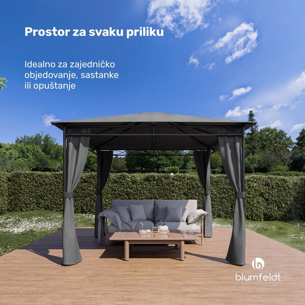 Blumfeldt Mondo, vrtna sjenica, šator za zabavu, čelik, poliester, tamno siva