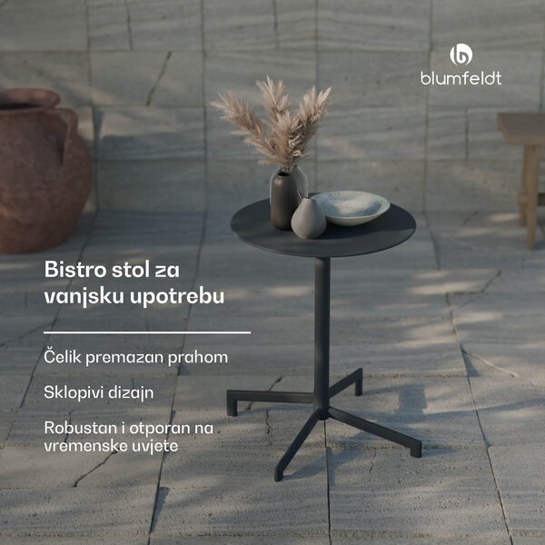 Blumfeldt UrbanEdge bistro stol, barski stol, 60 cm, sklapanje, boja u prahu, otporan na vremenske uvjete