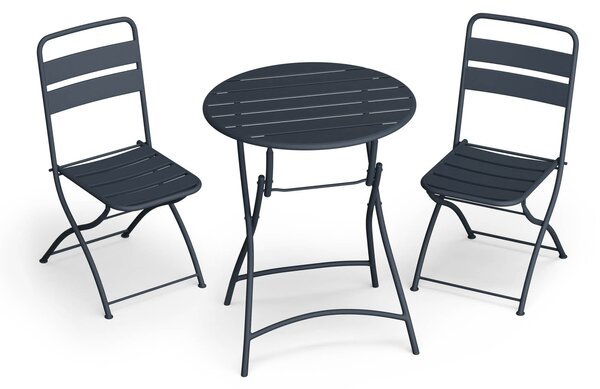 Blumfeldt RetroChic vrtni set, 1 stol + 2 stolice, 60 cm, sklapanje, obložen, otporan na vremenske uvjete
