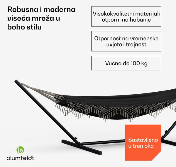 Blumfeldt SwayStation boho viseća mreža, 320 x 116 cm, otporan na vremenske uvjete, otporan na hrđu