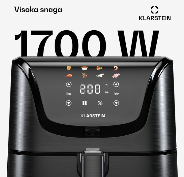 Klarstein AeroVital Deluxe friteza na vrući zrak, 1700 W, 8 programa, uključujući pribor, 200°C, Tajmer