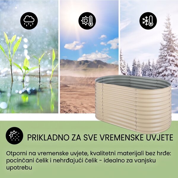 Blumfeldt High Grow, bež, 1,6 m,povišena žardinjera, pocinčani alumijij
