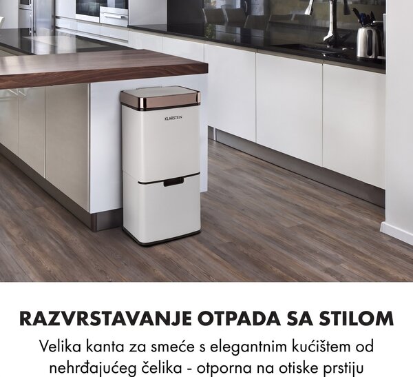 Klarstein Royal Trash Rose Gold, kanta za smeće sa senzorom, 72 l, nehrđajući čelik, ružičasto zlatna