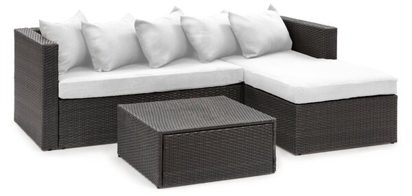 Blumfeldt Theia Lounge Set, vrtni namještaj, kutna garnitura, stol, 5 jastuka, crna