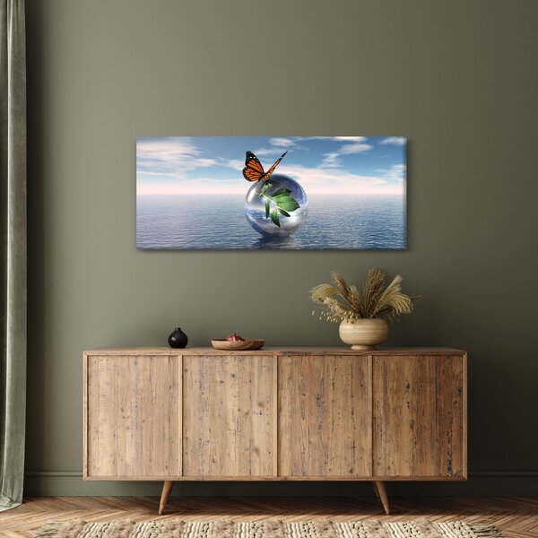Slika leptira na staklenoj kugli (120x50 cm)