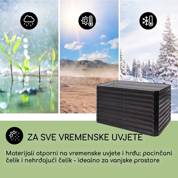 Blumfeldt High Grow Straight, povišena žardinjera, 200 x 90 x 100 cm, 1800 l, čelik
