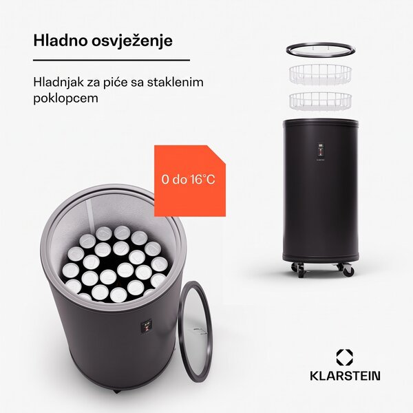 Klarstein gosp. Barbot 50, hladnjak za piće, barski hladnjak, 50 litara, 0-16 °C, mobilni