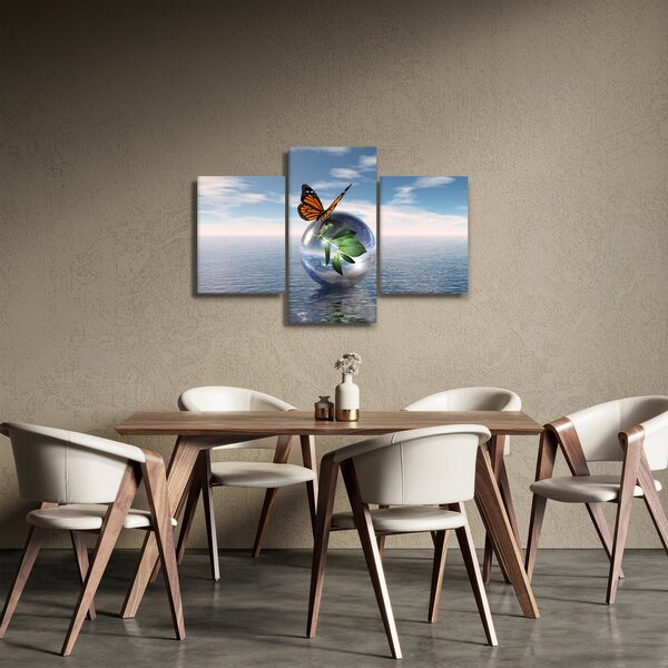 Slika leptira na staklenoj kugli (90x60 cm)