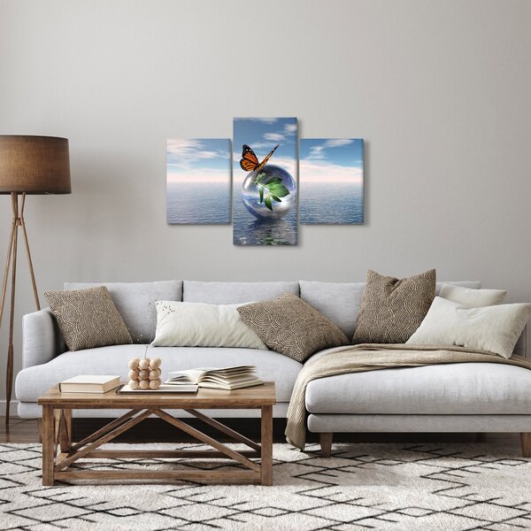 Slika leptira na staklenoj kugli (90x60 cm)