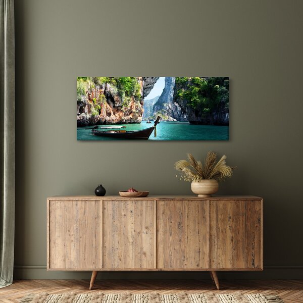 Slika dugog čamca na plaži (120x50 cm)