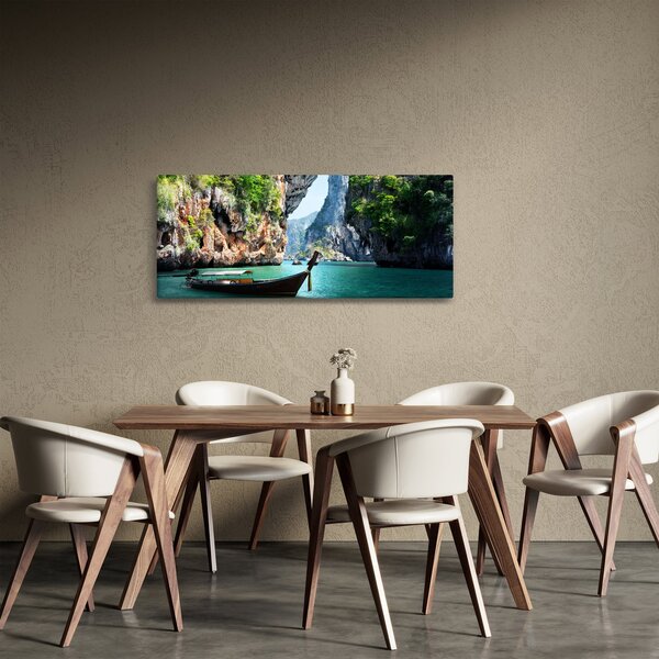 Slika dugog čamca na plaži (120x50 cm)