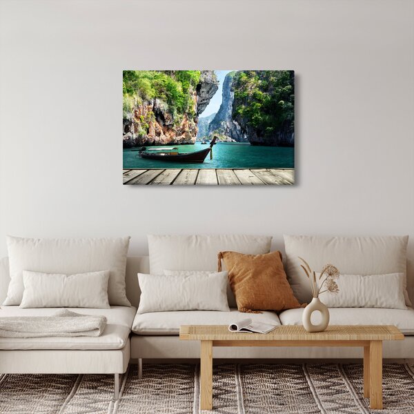 Slika dugog čamca na plaži (90x60 cm)