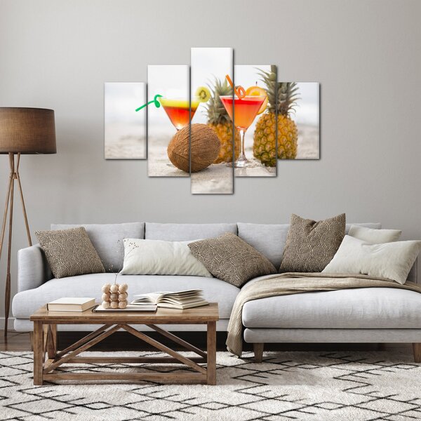 Slika ananasa i čaša na plaži (150x105 cm)