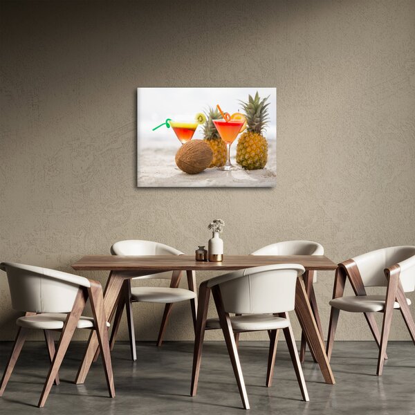 Slika ananasa i čaša na plaži (70x50 cm)