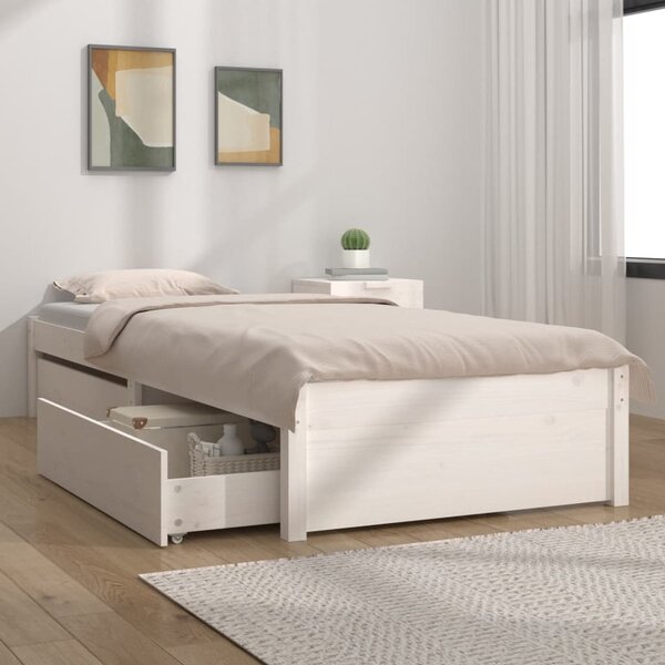 VidaXL Okvir za krevet s ladicama bijeli 90 x 190 cm 3FT jednokrevetni