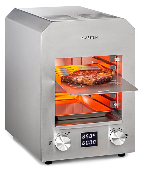 Klarstein Hannibal, roštilj na visokoj temperaturi, unutrašnjost, 2200 W, 850 ° C, nehrđajući čelik, srebro