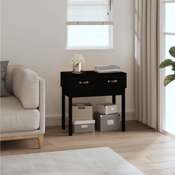 VidaXL Konzolni stol crni 76,5x40x75 cm od masivne borovine