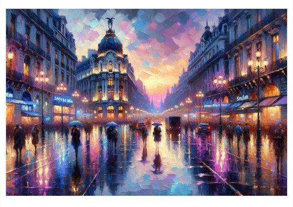 Slika slikarski pogled na večernji Pariz