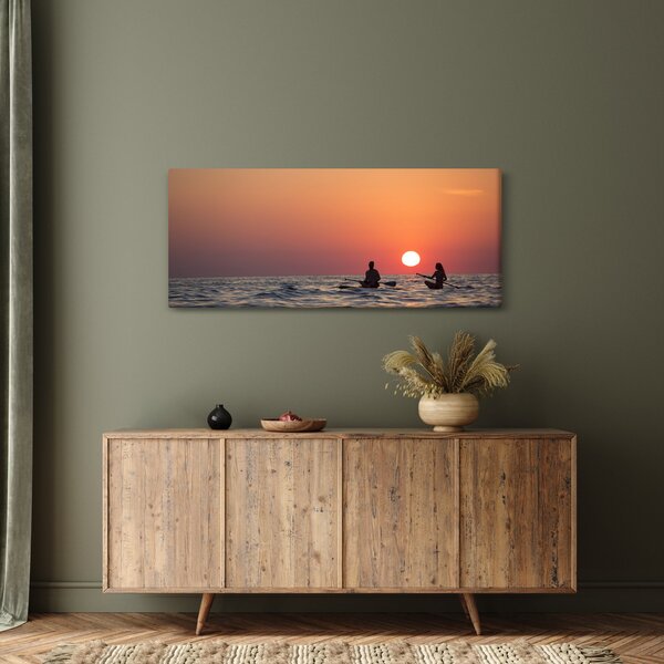 Slika kanuista pri zalasku sunca (120x50 cm)