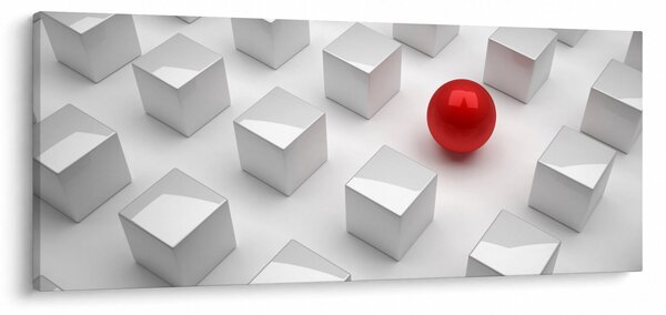 Slika apstrakcije - kocka sa kuglom (120x50 cm)