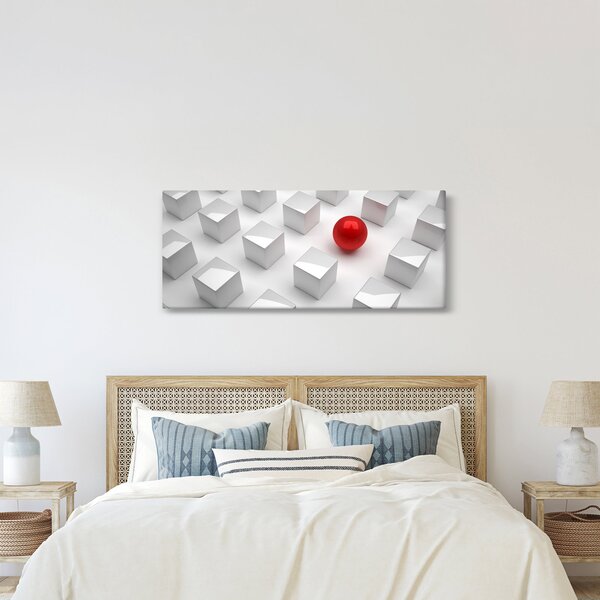 Slika apstrakcije - kocka sa kuglom (120x50 cm)