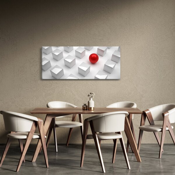 Slika apstrakcije - kocka sa kuglom (120x50 cm)