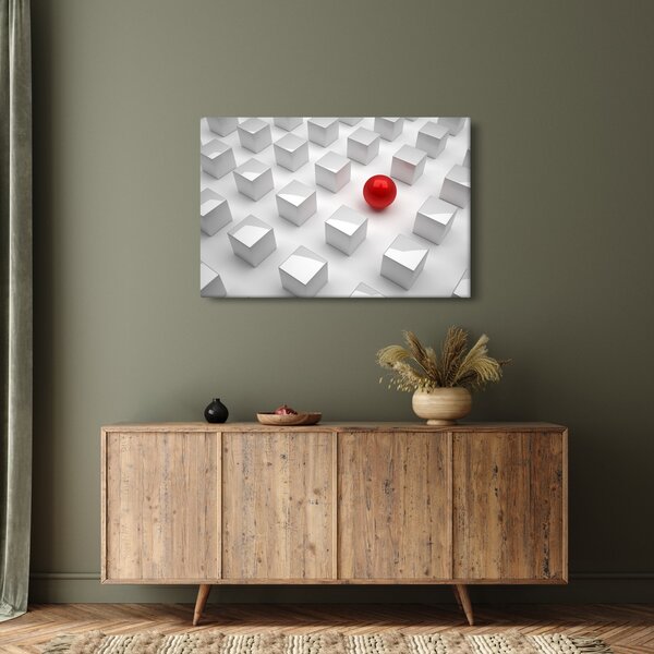 Slika apstrakcije - kocka sa kuglom (90x60 cm)